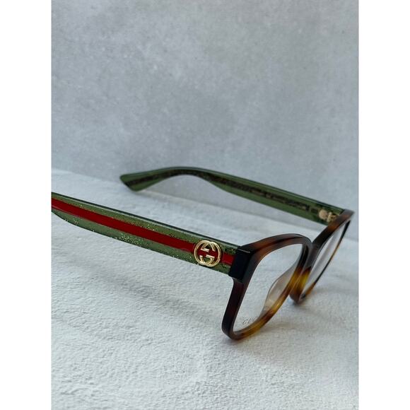 NEW Gucci GG0038O Brown Striped Square Eyeglasses Frames main image 4